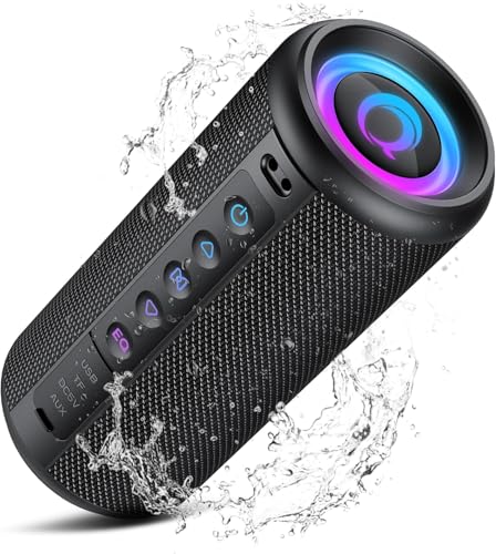 xinwld Portable Bluetooth Speaker, Bluetooth 5.4 Wireless Speaker with 20W HD Stereo Sound, 20H, IP7, LED Lights, TWS Pairing, Built-in Mic, for Gift