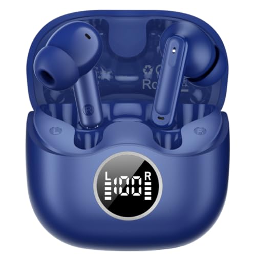xinwld Adaptive Hybrid Active Noise Canceling 2026 Wireless Earbuds, 6 Mics ENC Clear Call Ear Buds, Hi-Res Audio Deep Bass Bluetooth 5.4 Headphones, 40H, LED, for Sports Running Gym Workout, Blue